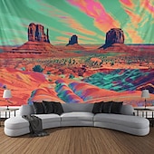 cheap Blacklight Tapestries-Blacklight Tapestry UV Reactive Glow in the Dark Glow Party Neon Desert Trip Psychedelic Trippy Misty Hanging Tapestry Wall Art Mural for Living