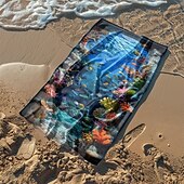 お買い得  ビーチタオルセット-ビーチタオル 夏用ビーチブランケット アンダーウォーターワールドシリーズ 3Dプリント 100%マイクロファイバー 通気性の良い快適なブランケット