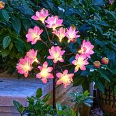 Недорогие Ландшафтные огни-светодиодный имитационный цветок на солнечной батарее, 8 режимов, светильник для газона, цветок камелии, уличный водонепроницаемый садовый светильник, вилла, парк, двор, лужайка, дорожка, ландшафтное