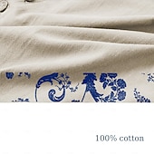 halpa Klassinen-Miesten Paita Rantapaita Button Up paita Etninen paita Tavallinen Kausaliteetti Päivittäin khaki Pitkähihainen Nauhakaulus Kevät kesä Vaatetus