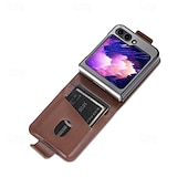 ieftine Carcasă Samsung-telefon Maska Pentru Samsung Galaxy Z Flip 7 Z Flip 6 Z Flip 5 Z Flip 4 Z Flip 3 Coperta Protectie pentru intreg corpul Loc pentru card Anti Șoc Retro PC PU piele