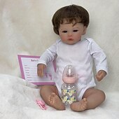 billiga Dockor-18 tum Reborn-dockor Baby- och småbarnsleksak Återfödd toddlerdocka Docka Återfödd bebisdocka Spädbarn Återfödd bebisdocka Nyfödd levande Gåva Handgjord Ogiftig 3/4 silikonlimmer och bomullsfylld