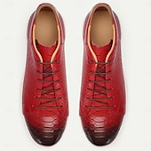 cheap Premium Leather Sneakers-Men&#039;s Dress Sneakers Leather Italian Full-Grain Cowhide Slip Resistant Lace-up Black Red