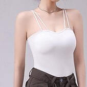 preiswerte Tank-Shirts &amp; kurze Jäckchen für Damen-Damen Unterhemd Trägertop Basic ärmellose reguläre Oberteile Trägerlos Weiß Braun Grau Sommer