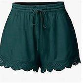 economico Pantaloncini-Per donna Chino Pantaloncini Essenziale Informale Breve Vita alta Liscio Design elastico con coulisse Taglio alto Traspirabilità Morbido Media elasticità Casual / quotidiano Fine settimana Vinaccia