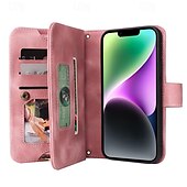 お買い得  iPhone用ケース-電話 ケース 用途 iPhone 15 Pro Max iPhone 14 13 12 11 Pro Max Plus Mini SE ウォレットカードケース ジッパ－ 全身保護 リストストラップ付き レトロ風 TPU PUレザー