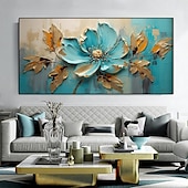 preiswerte Blumen-/Botanische Gemälde-großes handgemaltes Blumenölgemälde auf Leinwand, goldrotes Blumengemälde, Wanddekor, abstraktes Texturblumengemälde, individuelles Blumenbaumgemälde, moderne Wohnzimmerdekoration
