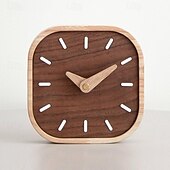 tanie Dekoracje ścienne-Nordic czarny orzech minimalistyczny zegar na biurko zegar ścienny sypialnia dekoracja salonu z litego drewna ciche zegary wiszące zegarek ścienny 13 cm