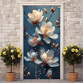 billige Dørdeksler-3d blomster dørdeksler veggmaleri dekor dør billedvev dør gardin dekorasjon bakgrunn dør banner avtakbar for inngangsdør innendørs utendørs hjemme rom dekorasjon gårdshus dekor forsyninger