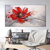 preiswerte Blumen-/Botanische Gemälde-großes handgemaltes Blumenölgemälde auf Leinwand, goldrotes Blumengemälde, Wanddekor, abstraktes Texturblumengemälde, individuelles Blumenbaumgemälde, moderne Wohnzimmerdekoration