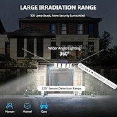 baratos Luzes de rua-holofotes solares sensor de movimento externo 300 led 5 cabeças sensor de movimento movido a energia solar com controle remoto do anoitecer ao amanhecer 3 modos de iluminação
