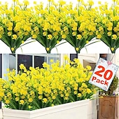 abordables Plantes et Fleurs Artificielles-Paquet de 20 décorations extérieures de fleurs artificielles - buissons en plastique résistant aux UV et fausses fleurs pour la décoration extérieure