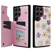 economico Cover Samsung-telefono Custodia Per Samsung Galaxy S24 S23 S22 S21 Ultra Plus S21 FE S25 Ultra Per retro Supporto a molla Slot per schede Resistente agli urti Fiore Floreale TPU PC