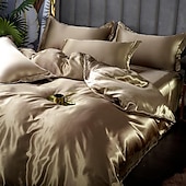 economico Set copripiumino-Set copripiumino rinfrescante 3 pezzi lenzuolo rinfrescante set biancheria da letto in raso di seta di lusso con più colori set copripiumino morbido tinta unita 1 copripiumino 2 federe