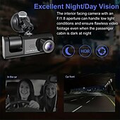 baratos DVR para automóveis-tacógrafo de três lentes com visão noturna de alta definição imagem traseira da frente e traseira do carro