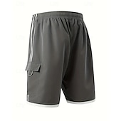 baratos Clássico-Homens Bermuda Cargo Calção Com Cordão Cintura elástica Bolso multi Bloco de cor Vestível Curto Ao ar livre Diário Para Noite Moda Clássico Preto Cáqui