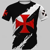 cheap Retro Graphic-Knights Templar Warriors T-shirt Print 3D Graphic For Men&#039;s Adults&#039; Carnival Masquerade 3D Print Casual Daily