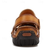 abordables Sandalias casuales-Hombre Sandalias Zapatos hechos a mano Microfibra Transpirable Cómodo Antideslizante Hebilla Amarillo-marrón Negro