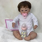 billiga Dockor-18 tum Reborn-dockor Baby- och småbarnsleksak Återfödd toddlerdocka Docka Återfödd bebisdocka Spädbarn Återfödd bebisdocka Nyfödd levande Gåva Handgjord Ogiftig 3/4 silikonlimmer och bomullsfylld