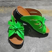 abordables Sandales femme-Sandales blanches confortables à bout ouvert pour femmes avec design découpé et nœud papillon, chaussures plates décontractées à semelle souple pour la marche estivale et le port quotidien