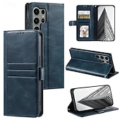 Недорогие Чехлы для Samsung-телефон Кейс для Назначение SSamsung Galaxy S24 S23 S22 S21 S20 Ultra Plus FE A54 A34 A14 S25 Ультра Кошелек для карт с ремешком на запястье Откидная подножка Разъем для карты Ретро ТПУ Кожа PU