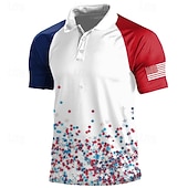  4 luglio 2026 250° Per uomo Veterani Patriottico Polo Manica Corta Magliette polo Collo ripiegato Casual Quotidiano Spiaggia Streetwear Ferie 3D Primavera & Estate Blu Bianco Rosso