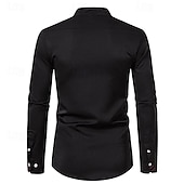 economico camicia da uomo con bottoni-Per uomo Camicia Camicia con colletto cinese Camicia con colletto alla coreana Camicia Estiva Camicia casual Camicia da Spiaggia Nero Bianco Vino Manica Lunga Paisley Blocco di colori Colletto alla