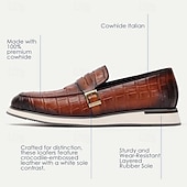 ieftine Mocasini din piele premium-mocasini barbati piele negru maro model crocodil catarama metalica