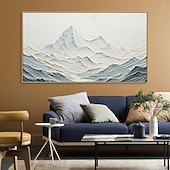 economico Quadri astratti-dipinto a mano 3d bianco neve montagna dipinto su tela stile intonaco fatto a mano pittura di arte della parete strutturata dipinto a mano pittura a olio wabi-sabi per soggiorno boho moderno