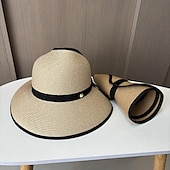 olcso Buli kalapok-Kalap Fejfedők Akril / Pamut Szalma Halász sapka Szalmakalap Hétköznapi Szabadság Elegáns Retro Val vel Csokor Tiszta Szín Sisak Fejfedők