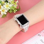 رخيصةأون عصابات Apple Watch-سوار مجوهرات متوافق مع Apple Watchband 38 مم 40 مم 41 مم 42 مم 44 مم 45 مم 49 مم بلينغ الماس قابل للتعديل متنفس ستانلس ستيل حجر كريم استبدال حزام الساعة إلى iwatch Ultra 2 Series 9 8 7 SE 6 5 4 3 2 1