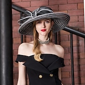 economico Cappelli per feste-cappelli copricapo cappello a secchiello in fibra cappello floscio cappello da sole da sposa casual elegante matrimonio con copricapo bowknot copricapo