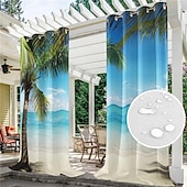 economico Tende impermeabili-tende da esterno tenda impermeabile antivento e resistente alle intemperie per patio, capanna, veranda, pergola e gazebo, telo superiore con occhiello, paesaggio forestale a 2 pannelli