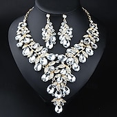 voordelige Sieradensets-Sieradenset 3 stuks Strass Legering Oorbellen Kettingen Dames Elegant Vintage Stijlvol meetkundig Geometrische vorm Sieraden set Voor Bruiloft Feest Bruiloft gast
