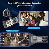 baratos DVR para automóveis-tacógrafo de três lentes com visão noturna de alta definição imagem traseira da frente e traseira do carro