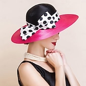 economico Cappelli per feste-Cappelli Fibra Bombetta / Cappello a cloche Cappello a secchiello Cappello di paglia Matrimonio Tè Elegante Matrimonio Con Fiocco Pois Copricapo Copricapo