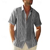 economico camicia da uomo con bottoni-Per uomo Camicia Camicia Estiva Camicia casual Camicia da Spiaggia Camicia con Bottoni Nero Blu Verde militare Blu scuro Grigio Manica Corta Semplice Collo ripiegato Vacanza Camicia hawaiana