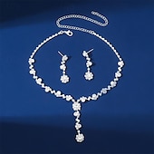 voordelige Sieradensets-Sieradenset 3 stuks Legering Oorbellen Kettingen Dames Elegant Vintage Modieus meetkundig Geometrische vorm Sieraden set Voor Bruiloft Feest Vuosipäivä