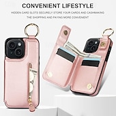 Χαμηλού Κόστους iPhone Θήκες-τηλέφωνο tok Για iPhone 16 iPhone 15 Pro Max iPhone 14 13 12 11 Pro Max Plus Mini SE Θήκη κάρτας πορτοφολιού Φερμουάρ Σταντ ποδηλάτου Υποδοχή κάρτας Ρετρό TPU PU δέρμα