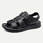 halpa Mekko sandaalit-Miesten Sandaalit Sporttiset sandaalit Vapaa-aika Italialainen täysjyväinen lehmännahka Hengittävä Mukava Liukumaton Tarranauha Loaferit Musta Kahvi
