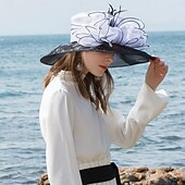 tanie Fascynatory i kapelusze-fascynatory kapelusze organza lodowy jedwab kapelusz kapelusz słońce ślub przyjęcie herbaciane elegancki ślub z kwiatowym nakryciem głowy z piór nakrycie głowy