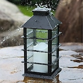 billiga Pathway Lights &amp; Lanterns-vintage sollykta - flimrande led hängande ljus, soldriven utomhuslykta i metall för trädgård, uteplats, gårdsinredning