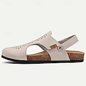 cheap Outdoor Sandals-Men&#039;s Sandals Slippers &amp; Flip-Flops Flat Sandals Microfiber Breathable Comfortable Slip Resistant Loafer Buckle Brown Beige