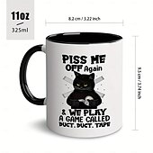 economico Tazze e tazzine-Tazza da caffè in ceramica da 1 pezzo da 11 once con design di gatto nero per uso domestico e in ufficio: regalo perfetto per gli amanti del caffè