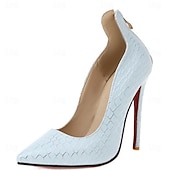 abordables Officiel-Femme Chaussures à Talons Bottes métalliques Saint Valentin Talon Aiguille Bout pointu Mode Cuir microbien Fermeture Argent Noir Blanche