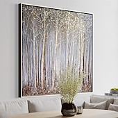 voordelige boom olieverfschilderijen-bos schilderij handgemaakte rustieke muur decor bruin goud bruin witte berk esp boom landschap schilderij abstract canvas paneel textuur boom schilderij artwork beeldende kunst wanddecoratie