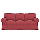baratos Cobertura de Sofa-Capa de Sofá de 3 Lugares 20% Linho Cor Sólida Acolchoada em Algodão e Linho