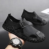 levne Pohodlné sandály-Pánské hnědé sandály z umělé kůže na suchý zip, stylová a nastavitelná outdoorová obuv pro běžné nošení v létě a dovolenou na pláži
