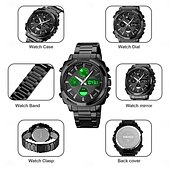 abordables Relojes digitales-Reloj Electrónico LED de Acero Inoxidable Completo para Hombre SKMEI Lujo de Doble Hora Cronógrafo Digital Reloj Deportivo Impermeable