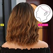 halpa Synteettiset trendikkäät peruukit-peruukki otsatukkailla pehmeät lyhyet bob-peruukit naisille synteettiset olkapituiset naisten aaltoilevat peruukit halloween-asuihin cosplay päivittäin